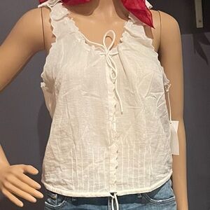 Frame Eyelet Lace Up Top S